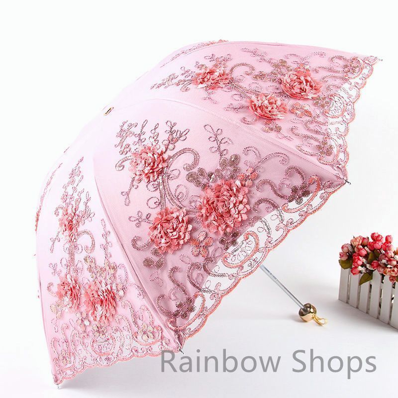 新品未使用】刺繍日傘 雨傘 レース 日傘 折りたたみ傘 UPF50+