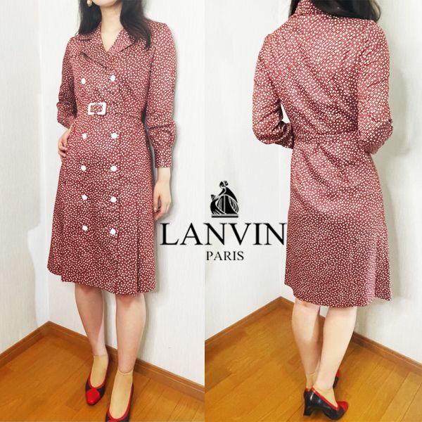 LANVIN ドット柄vintageワンピース（赤） - メルカリ