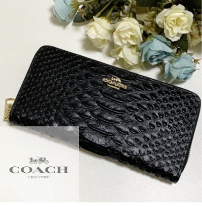 COACH エンボスドスネークレザー 長財布 F53659 ブラック - ArtSpot