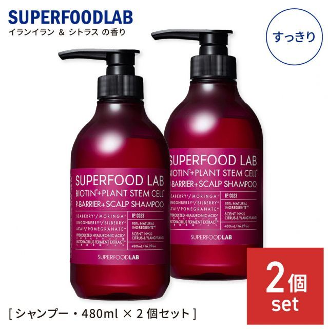 スーパーフードラボ スカルプ シャンプー 無防備な頭皮へ スッキリ ボトル本体 480ml 2個セット メンズ レディース SUPERFOOD LAB スカルプケア 頭皮スカルプ ノンシリコン SFL