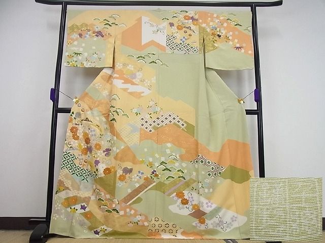 平和屋1□極上 創業460年・千總 訪問着 駒刺繍 花宝尽くし 金彩 逸品