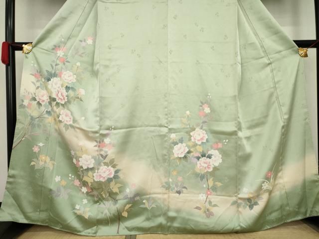 平和屋着物○訪問着 刺繍 花篭文 鬼しぼ縮緬 正絹 逸品 AAAZ4978ck