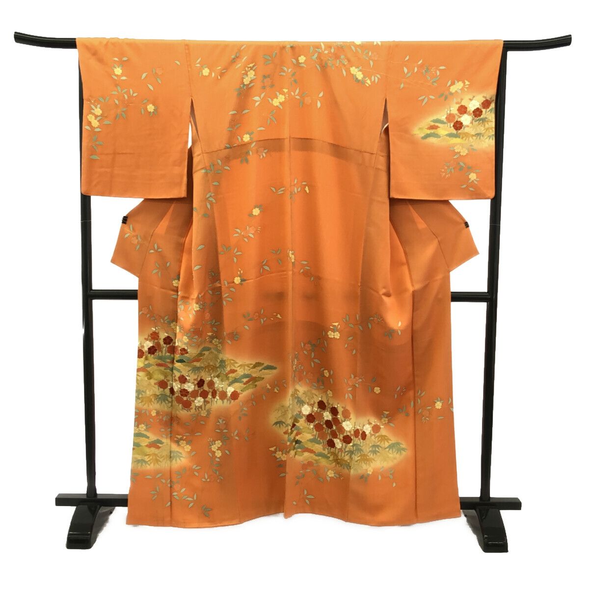 小紋/美品/京友禅/オレンジ/仕立上がり/適応身長142～150㎝/8043 訪問着/