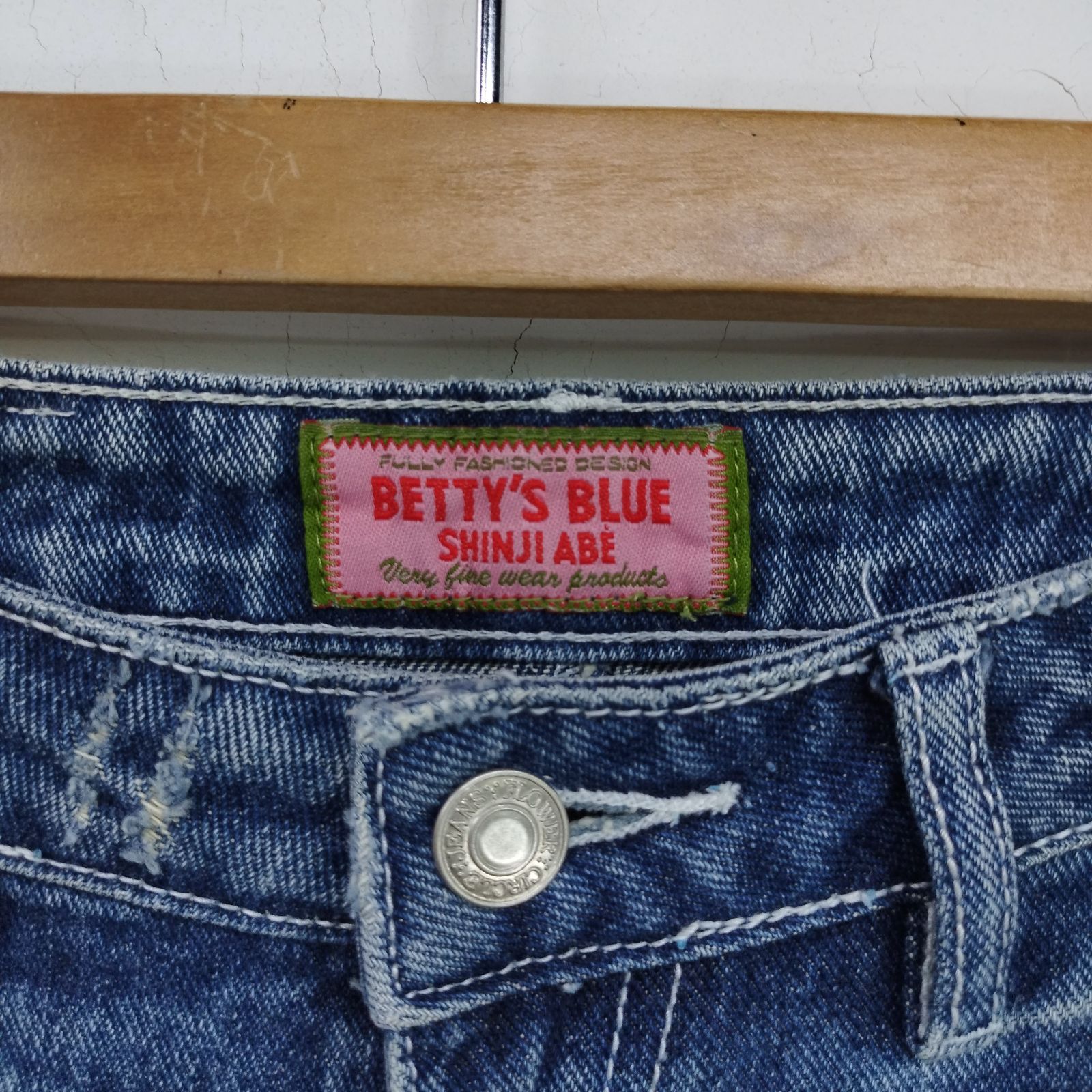 90s 00s BETTYS BLUE 切り返しデニム Y2K 希少 M44 BETTY'S BLUE ベティーズブルー SHINJI ABE シンジアベ 片側