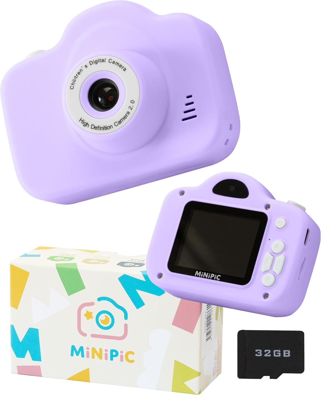 キッズカメラ MiNiPiC ミニピク トイカメラ 子供用カメラ (スマホ用カードリーダー：type-c端子， パステルパープル)