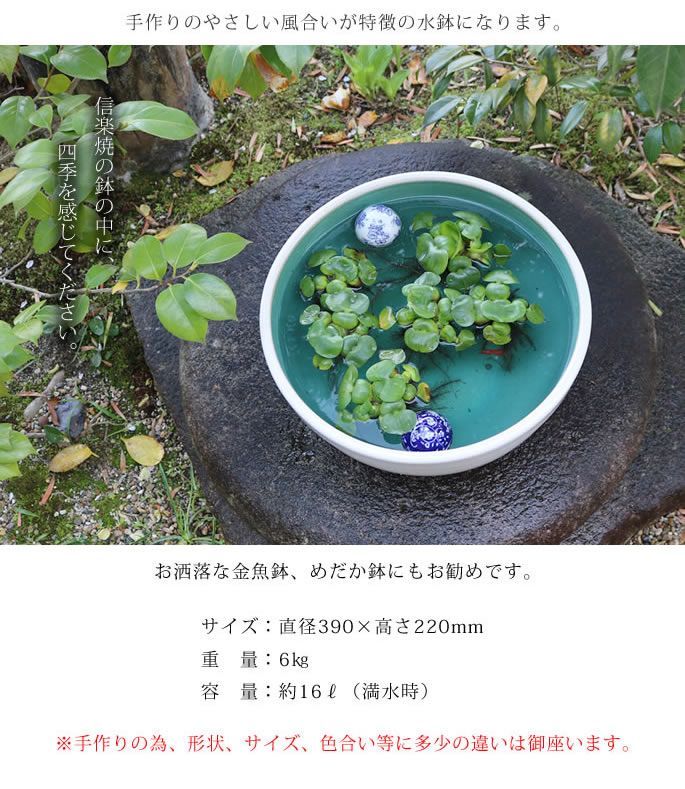  信楽焼 陶器 水鉢 メダカ鉢 金魚鉢 睡蓮鉢 13号白カスミ水鉢 su-0253 水鉢 睡蓮鉢 鉢 プランター