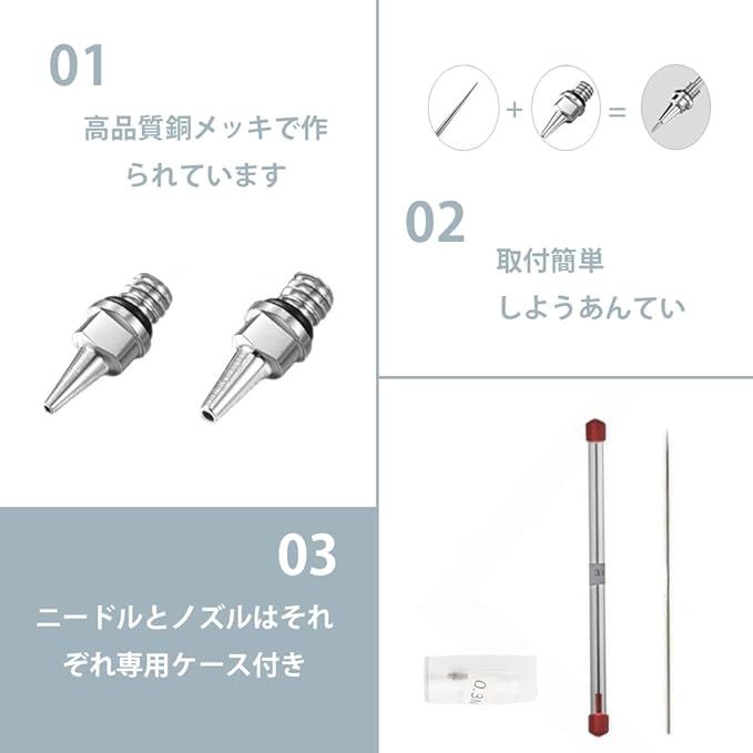 サムコス エアブラシ ノズル ニードル 交換針 口径 0.5㎜ ハンド
