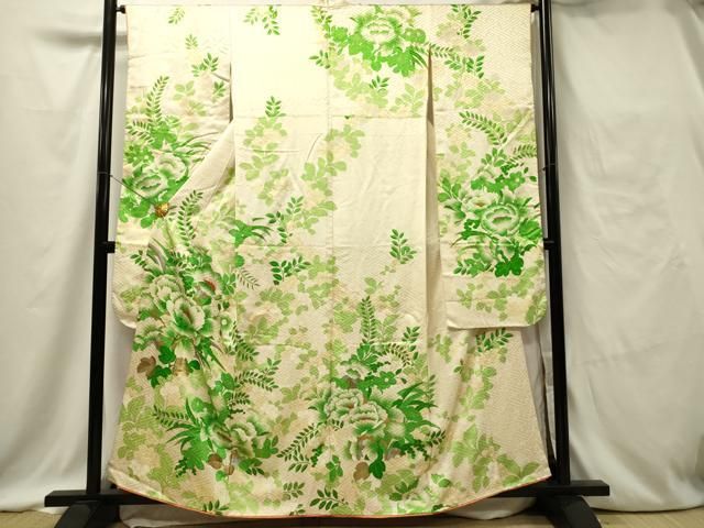 (あ782)超豪華✨アンティーク振袖㊗️青緑の荒波文様 菊手刺繍 ③点セット うう様［9337］振袖 4点セット 美品 成人式 卒業式 小田急扱い 正絹
