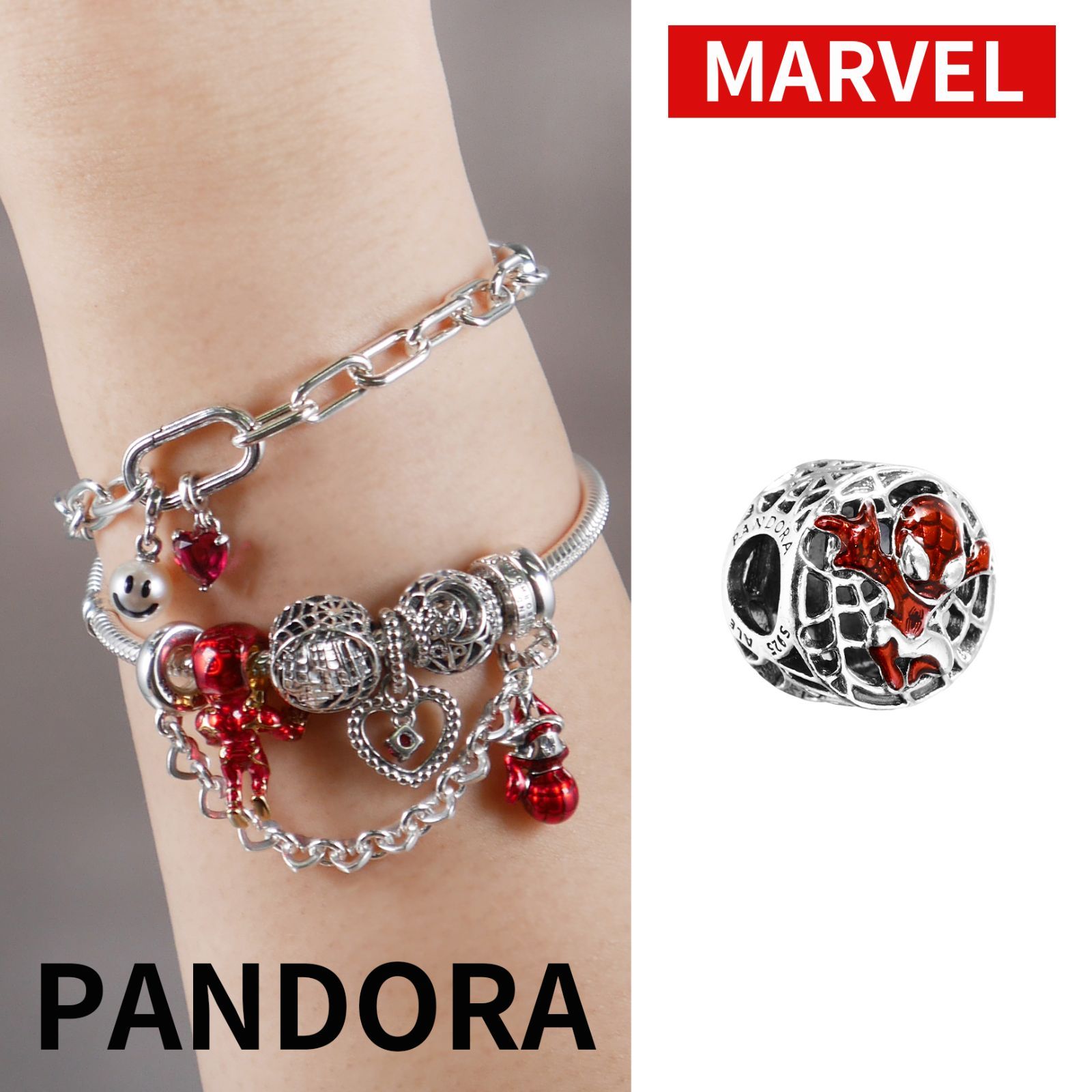 【新品・正規品】ボックス・ショッパー付 PANDORA (パンドラ) ★マーベル スパイダーマン ソアリングシティ チャーム★ カスタマイズアクセ スターリングシルバー S925 ブランド アクセサリー