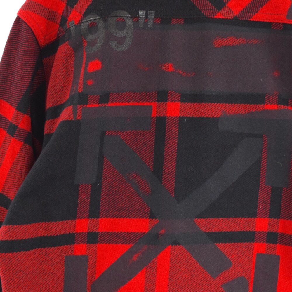 【美品】オフホワイト ステンシル フランネルシャツ チェック柄 OFF-WHITE (オフホワイト) STENCIL FLANNEL SHIRT OMGA060R19C08015