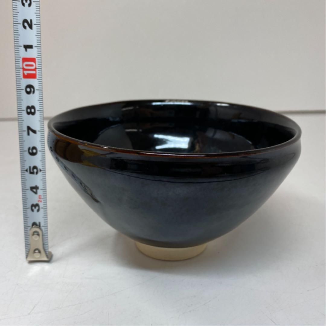 木葉 天目茶碗 共箱 幅13㎝ タニチ 東さ5-0414① 木葉 天目茶碗