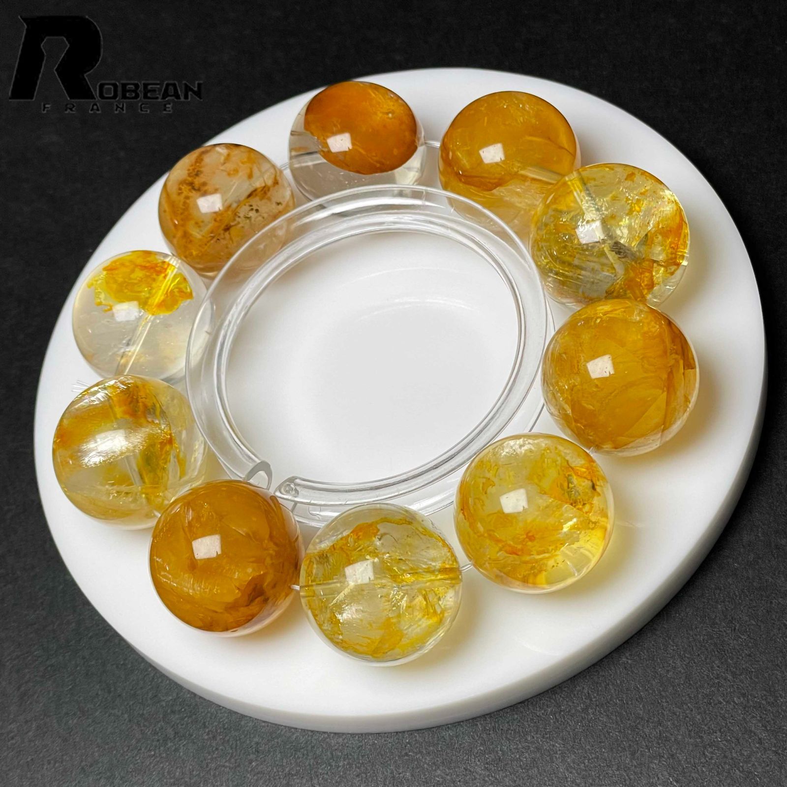 上品 EU製 定価41万円 ROBEAN オーロラクォーツ パワーストーン ブレスレット 天然石 浄化 癒し プレゼント2 22.7-24.4mm D1011670