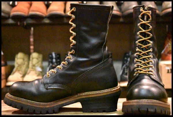 けい 7D 良品 PT91刺繍】レッドウィング 2218 ロガー 黒 ブラッククローム
