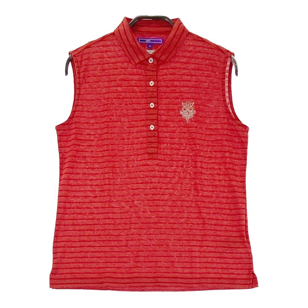サイズ：M BEAMS GOLF ビームスゴルフ  ノースリーブポロシャツ ボーダー柄 レッド系 [240101414324] ゴルフウェア レディース ストスト サイズ：M BEAMS GOLF ビームスゴルフ ノースリーブポロシャツ
