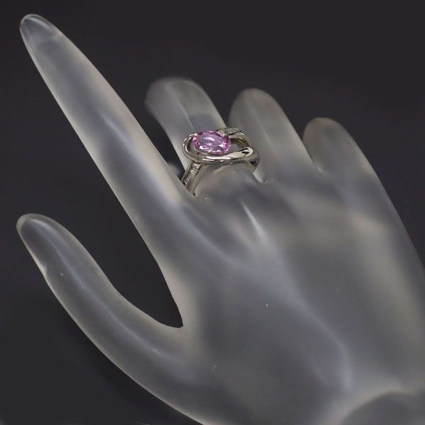 Pt900 ピンクインペリアル トパーズ ダイヤモンド リング 1.57ct
