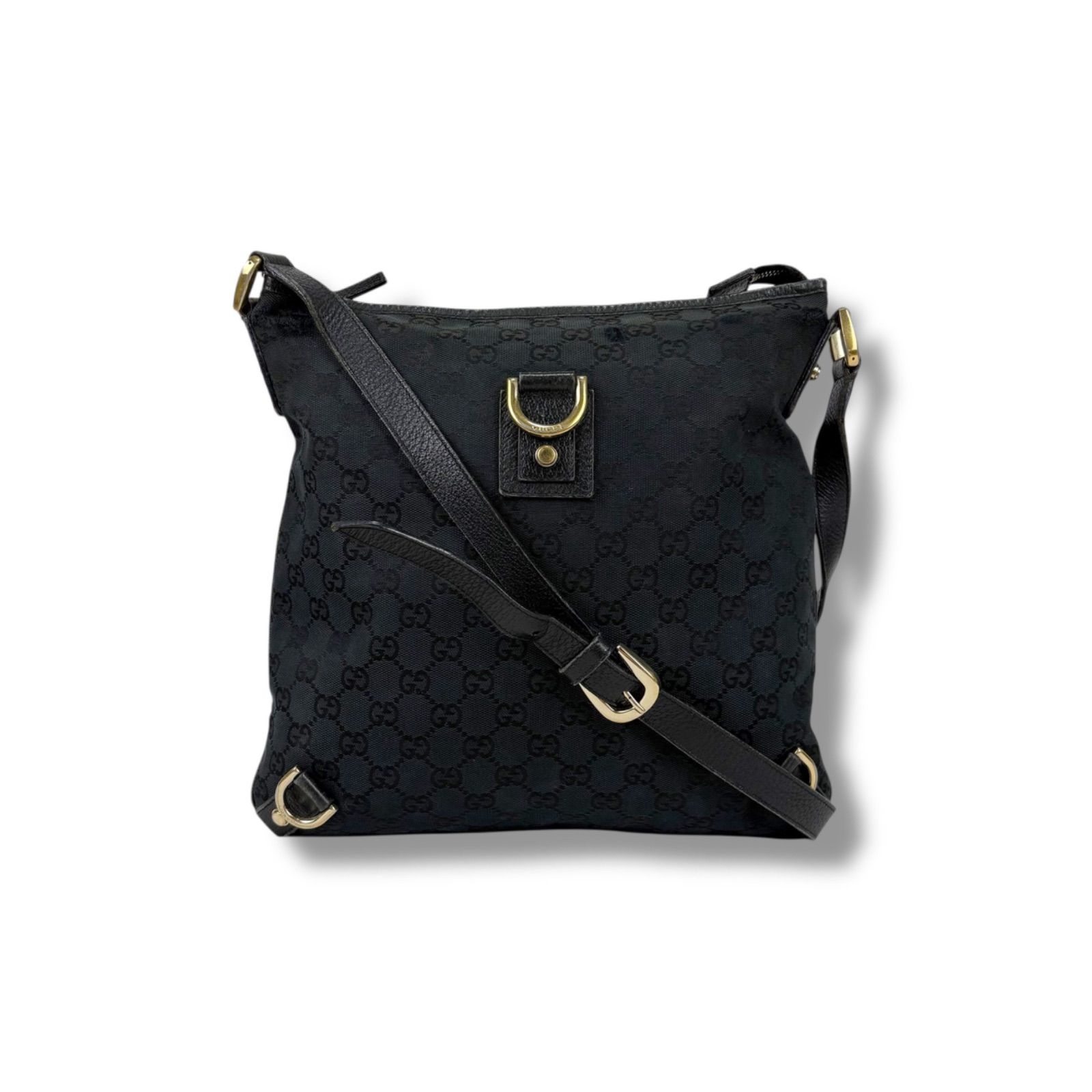 GUCCI ボディバッグ GGキャンバス シェリーライン レザー　専用収納袋付き GUCCI GGキャンバス シェリーライン ショルダーバッグ ハーフムーン