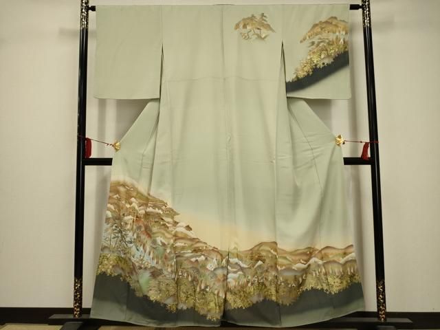 平和屋着物□訪問着 御所車吉祥花文 暈し染め 金彩 やまと誂