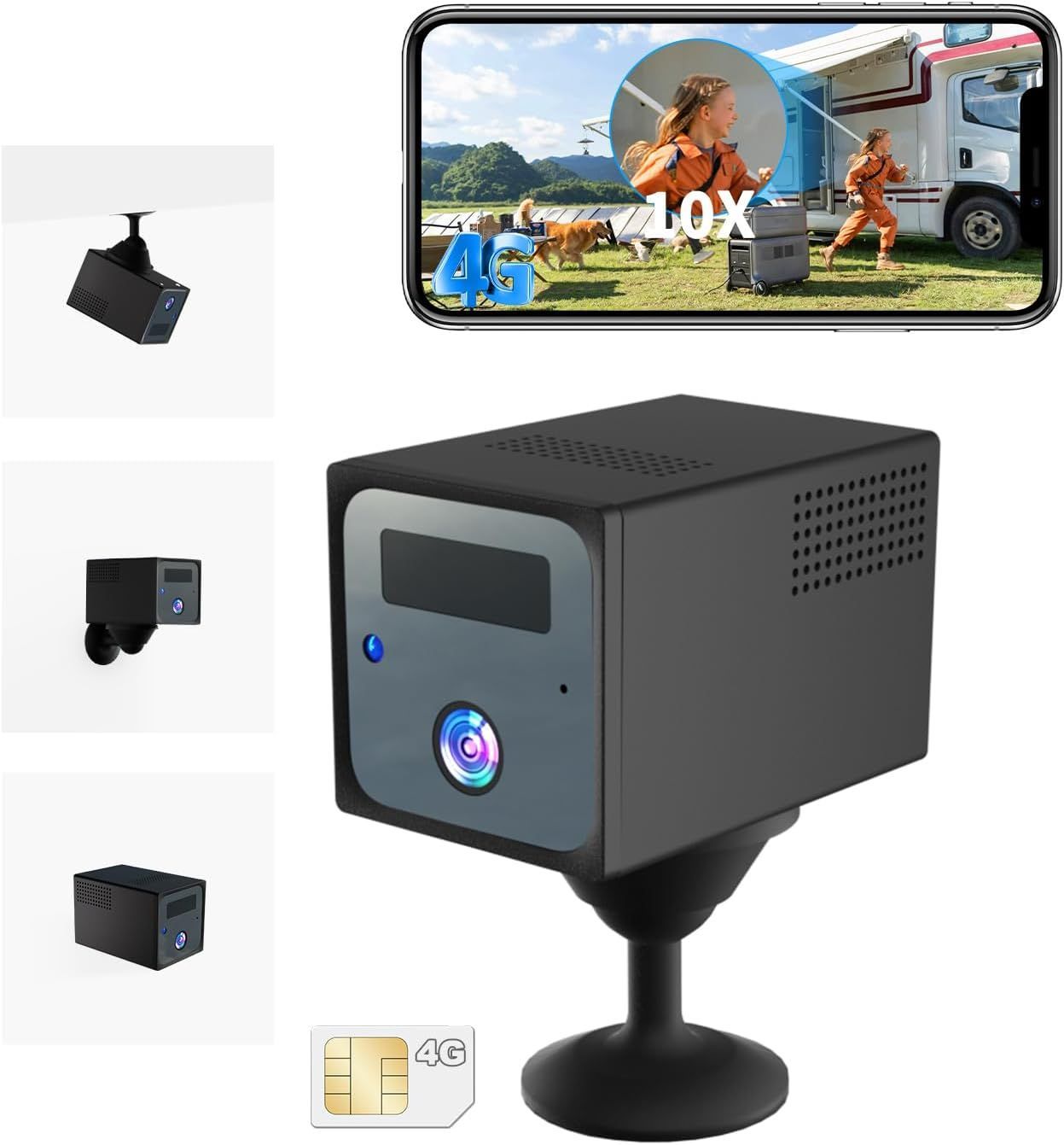 強化版400万超高画素 wifi不要 5200mAh大容量電池 4G LTE wi-fi不要 防犯カメラ UCOCARE 小型 SIM 防犯カメラ wi-fiなし 付属4G SIMカード 7日間の無料無制限データ体験 160°広角撮影 検知通知