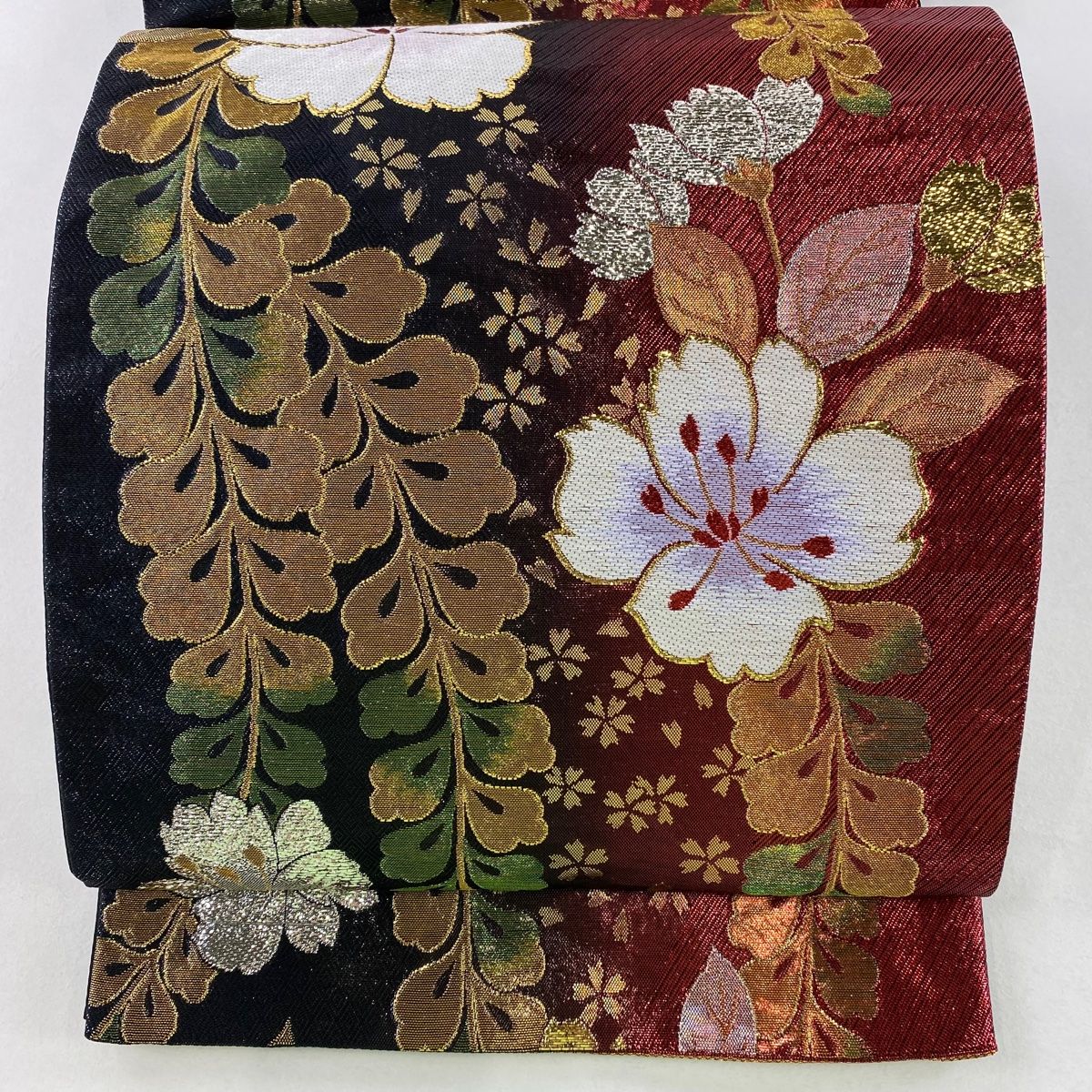 袋帯 秀品 振袖向き 草花 箔 黒 六通 正絹 【中古】 - メルカリ