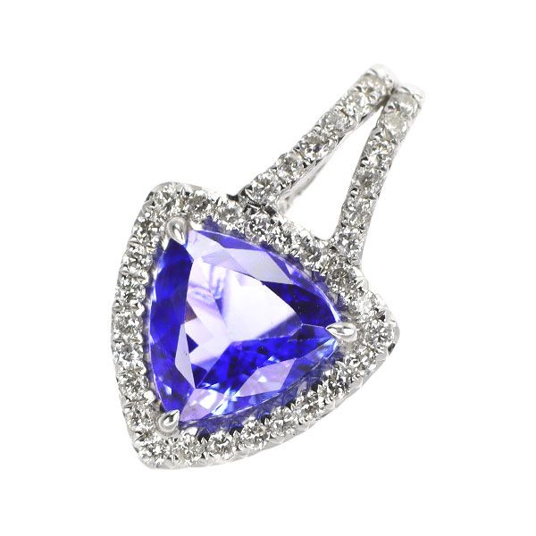 K18WG タンザナイト ダイヤモンド ペンダントトップ 1.58ct D0