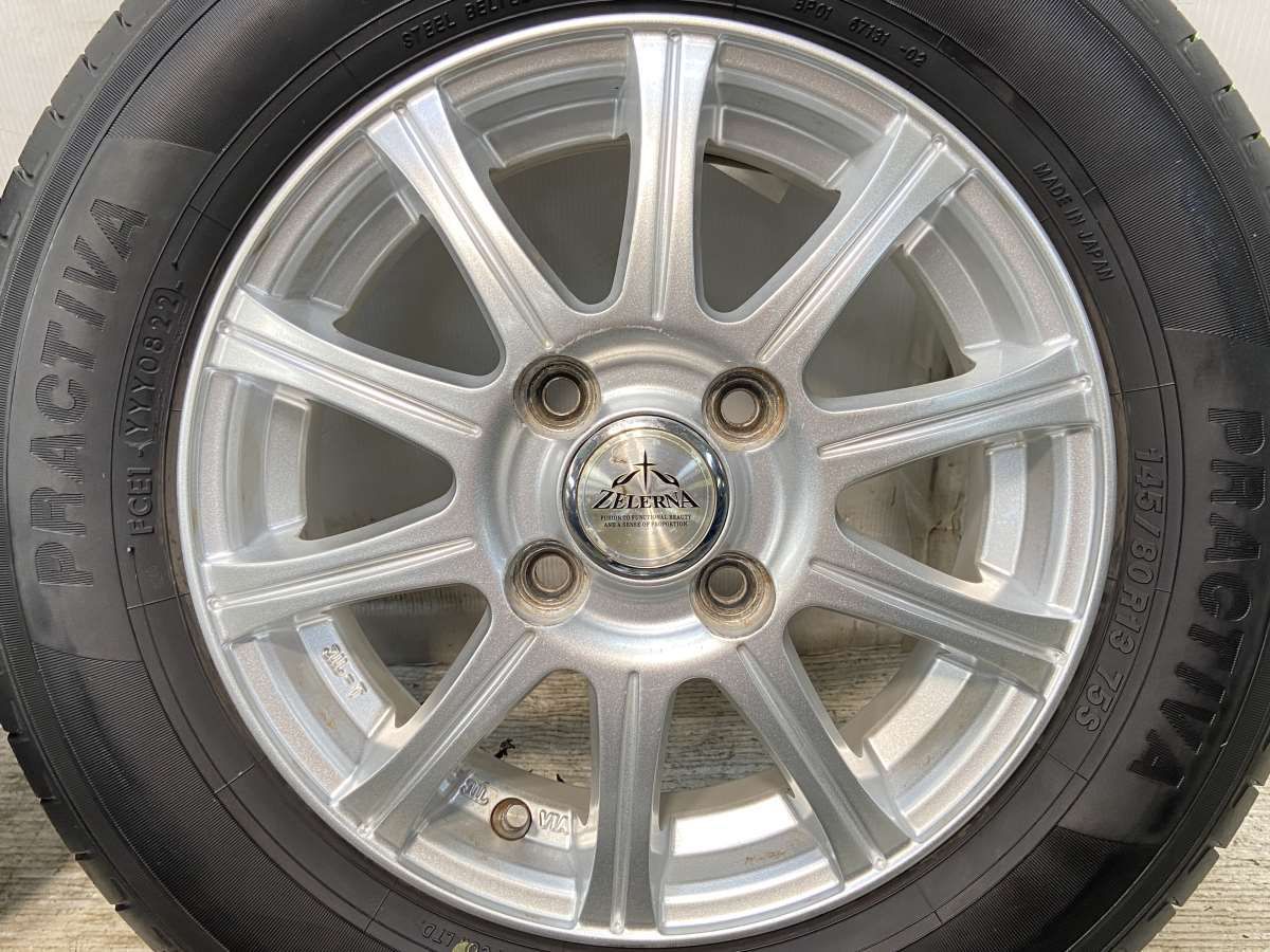 145/80R13 イエローハット PRACTIVA ZELERNA 13x4.0 43 100-4穴 中古 
