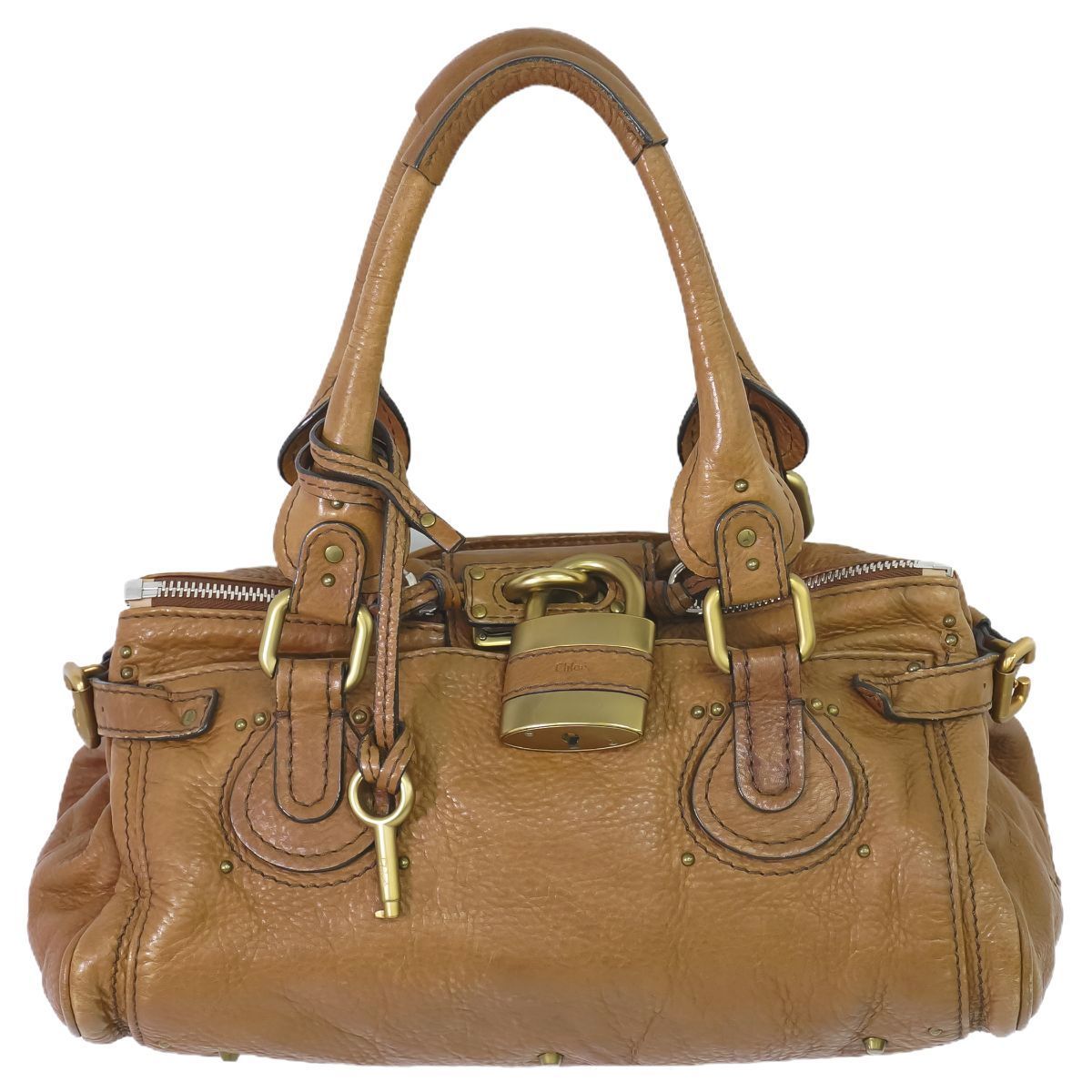 本物 クロエ Chloe パディントン ハンドバッグ レザー ブラウン