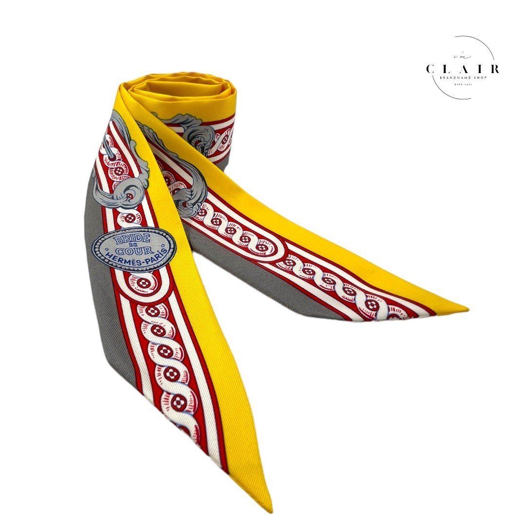 極美品】 HERMES エルメス ツイリーブリッド・ドゥ・クール黄色 - メルカリ
