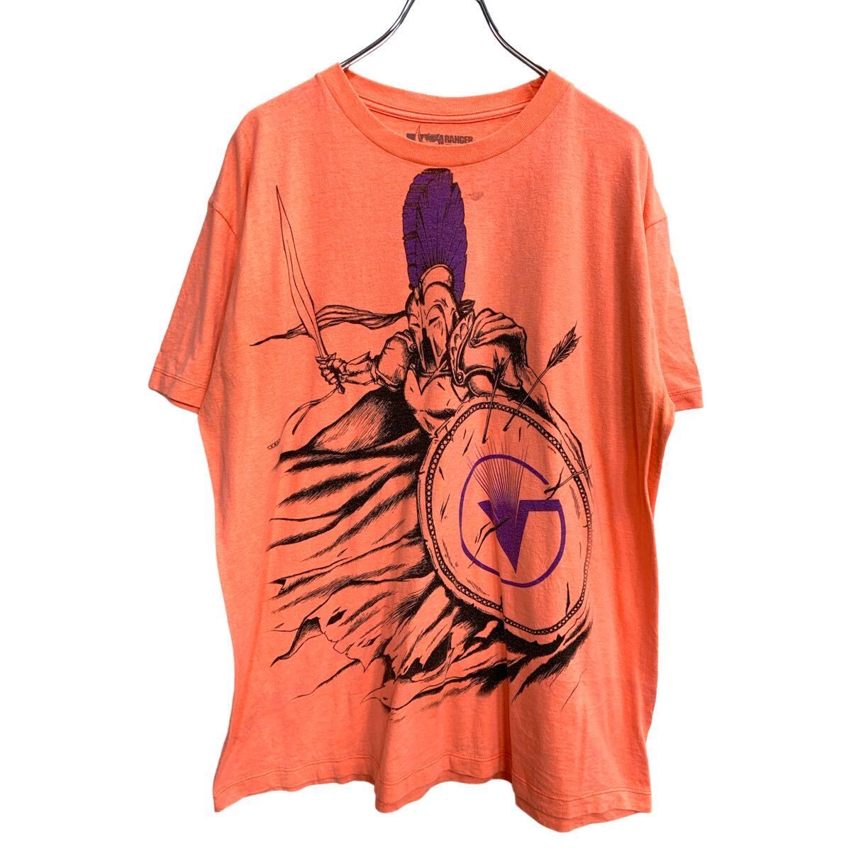 RANGER UP 半袖 プリント Tシャツ バックプリント XLサイズ オレンジ 古着卸 アメリカ仕入 t2407-3836