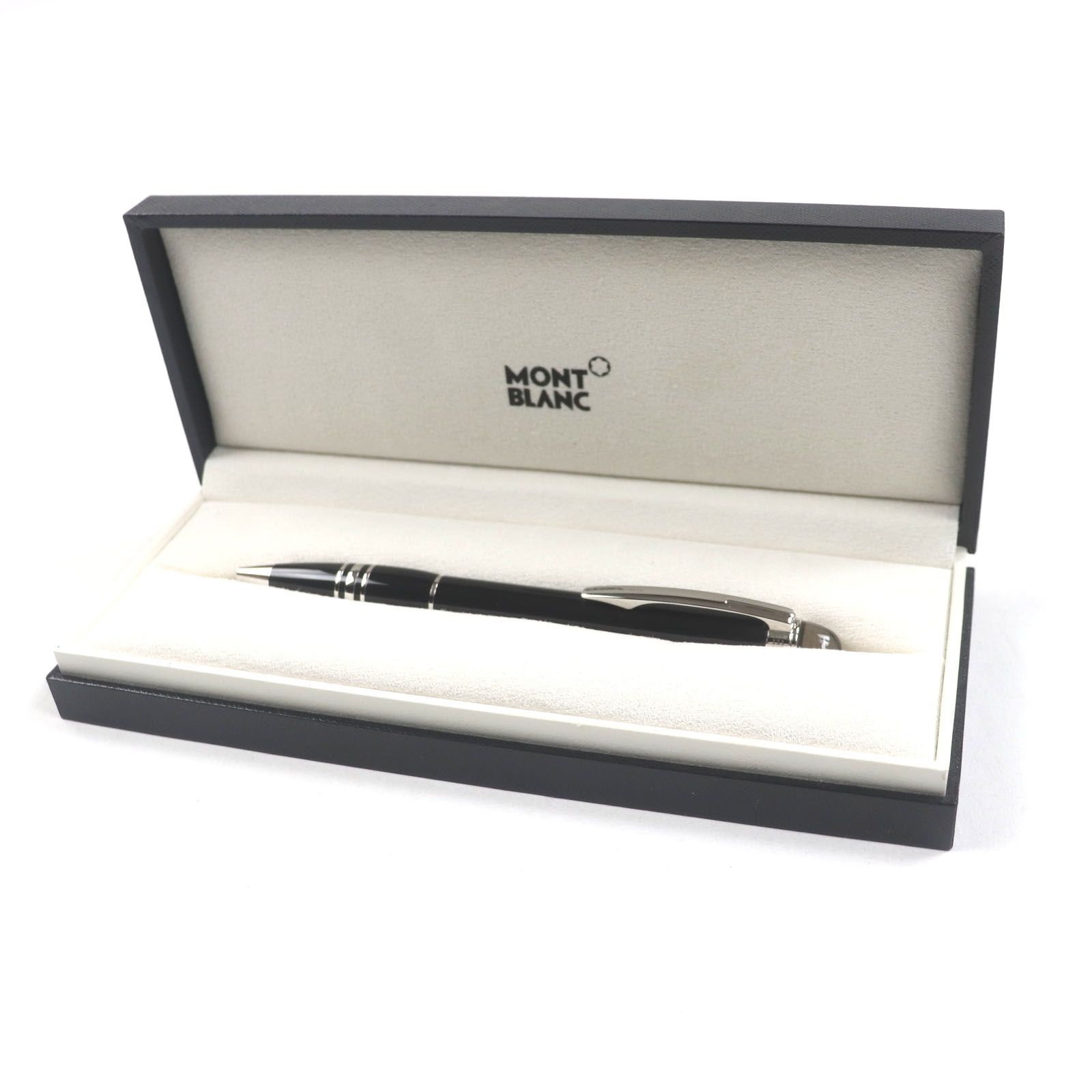 MONTBLANC モンブラン スターウォーカー レジン ホワイトスター ツイスト式 ボールペン ブラック シルバー ケース付き ドイツ製 メンズ 筆記 済み