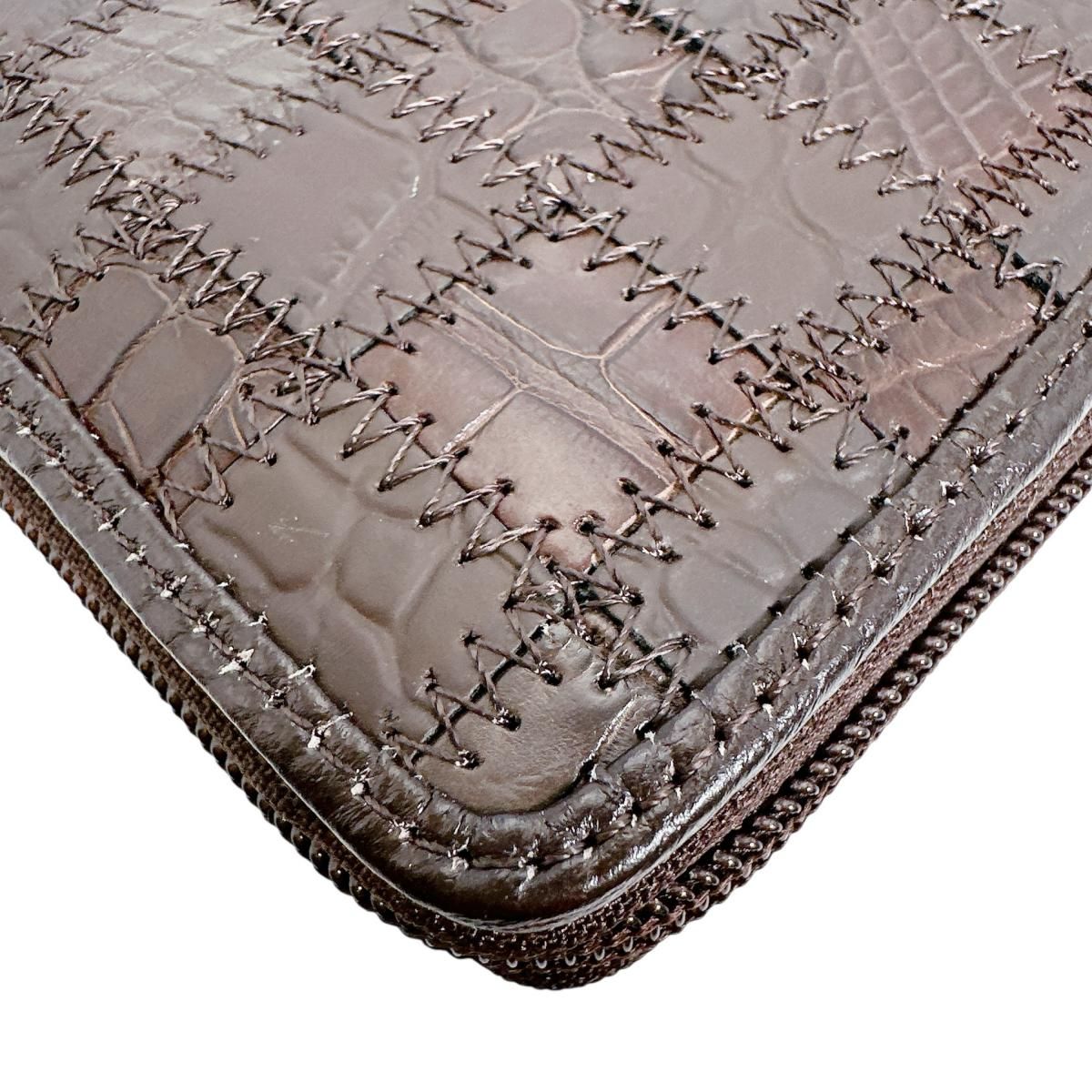 クロコダイル S-541 長財布 ニコチン CROCODILE バッチワーク マット