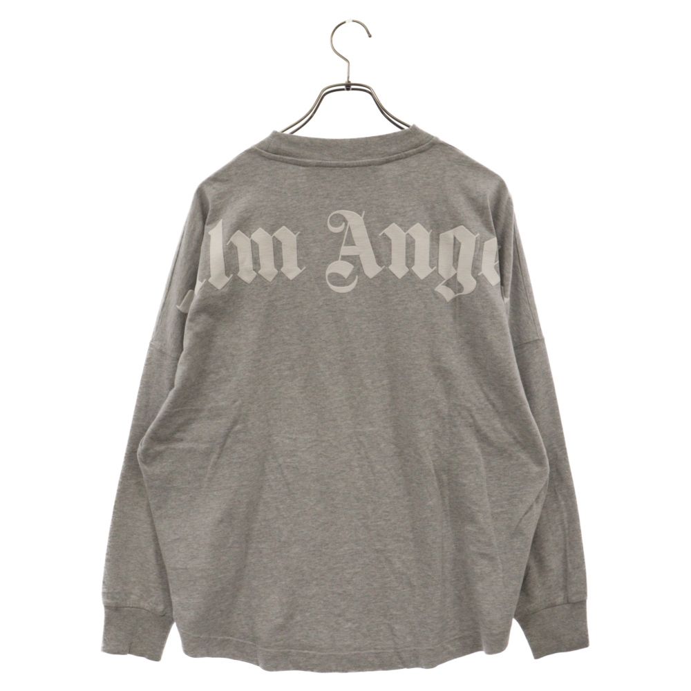 Palm Angels (パームエンジェルス) ネックロゴプリント 長袖Tシャツ カットソー グレー PMAB001C99JER001