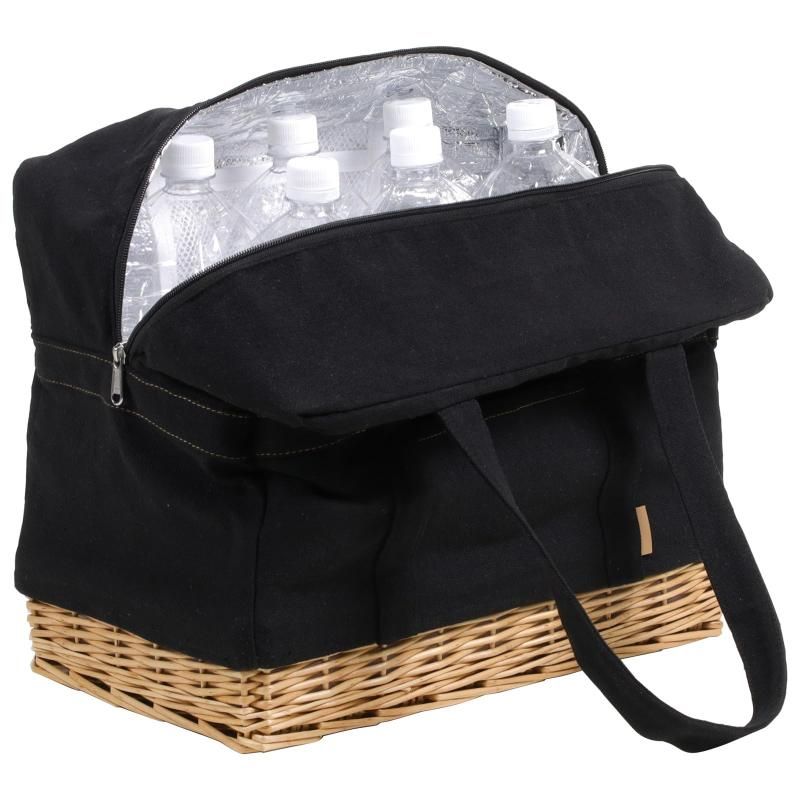 Morikuru(モリクル) 柳かご 保冷バッグ 大容量 約200×85×25mm 2Lボトル6本収納 保冷剤ポケット SG Wonder zone SG07-06 ブラック Morikuru(モリクル) 柳かご 保冷バッグ 大容量 約200×85×25mm 2Lボトル