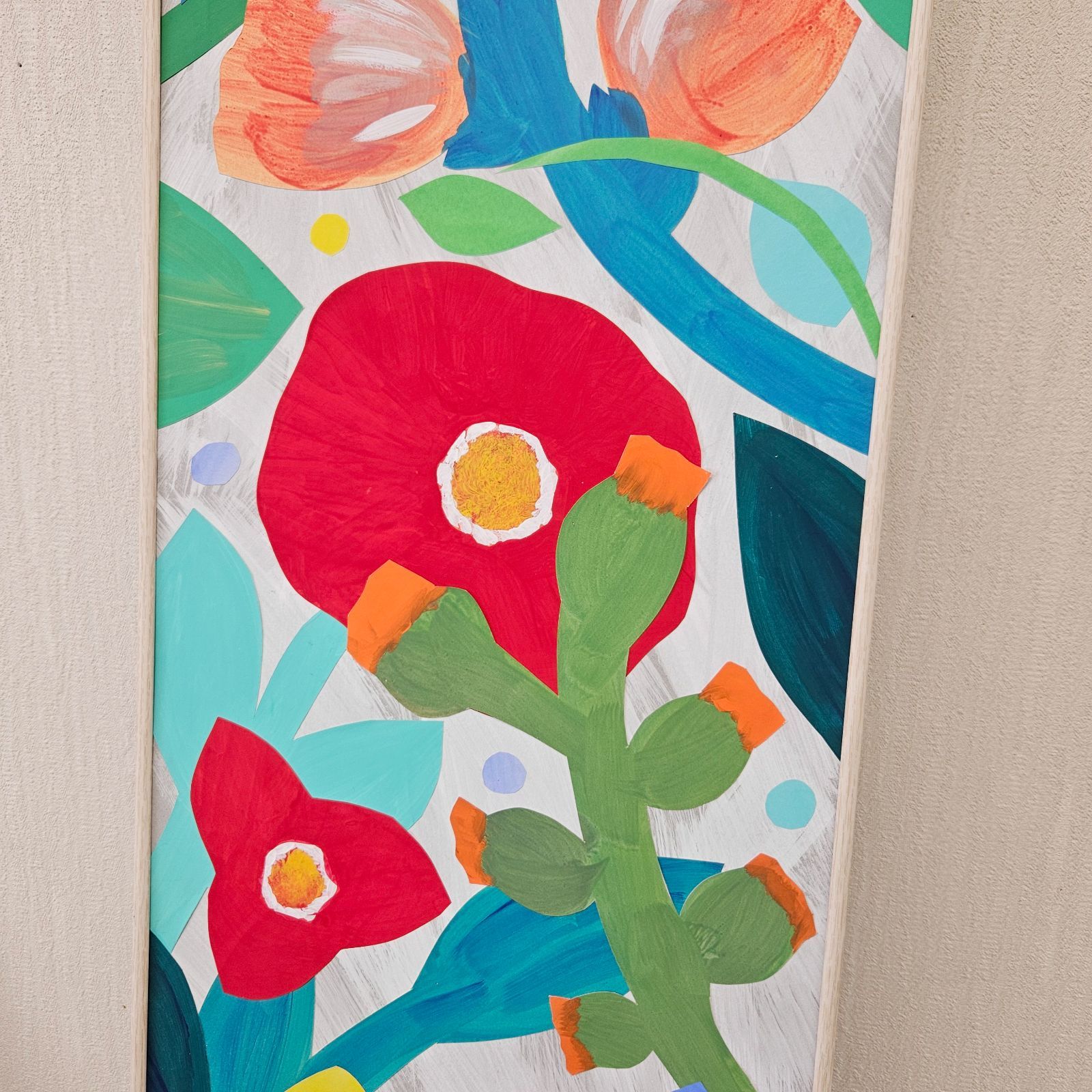 ちぎり絵】「映(はえる)」 ノウゼンカズラ ハンドメイド (P 10) 彩りを