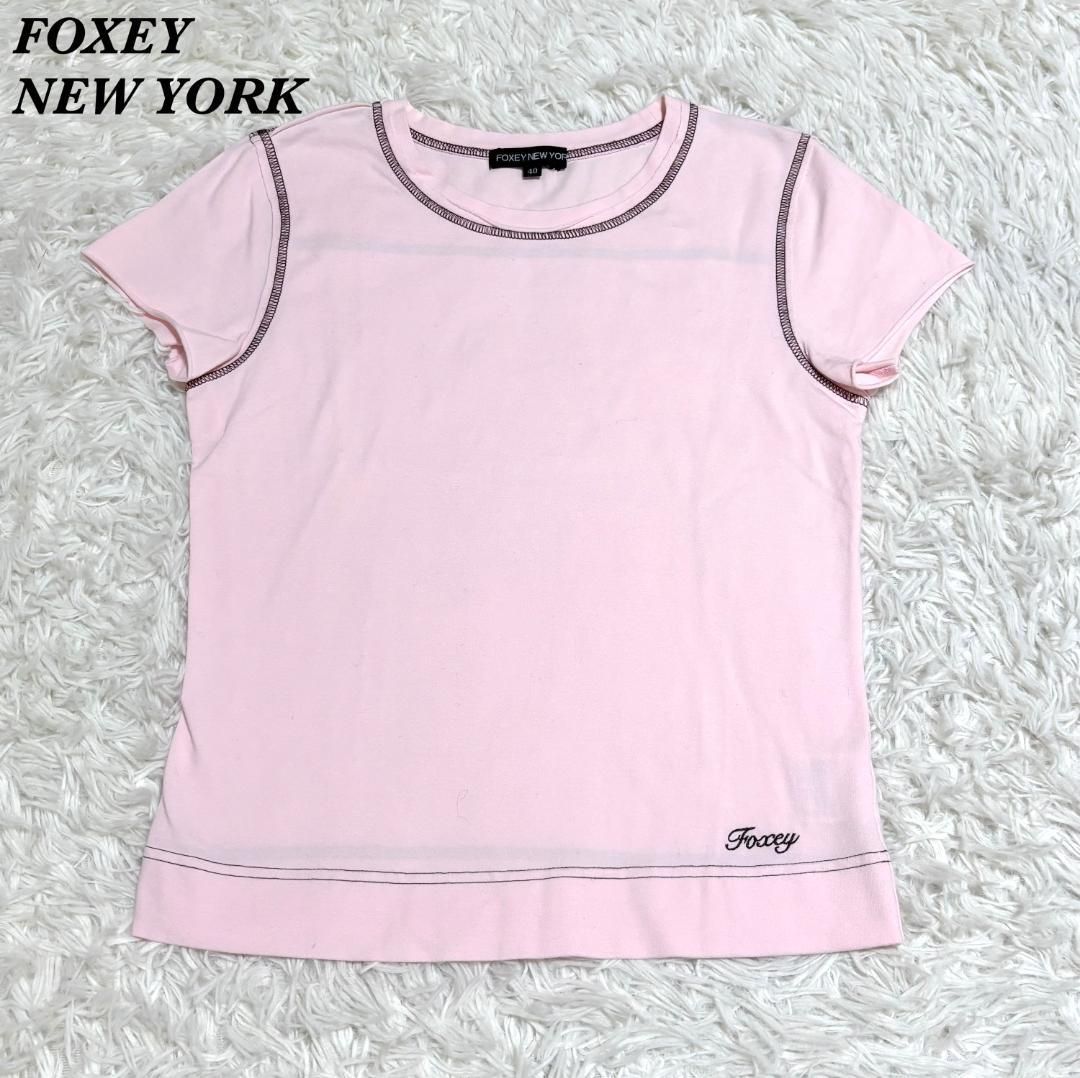 FOXEY NEW YORK 切りっぱなし 半袖カットソー 40 ピンク
