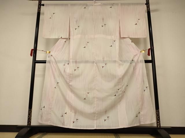 平和屋着物＊夏物 小紋 絽 鶴 暈し染め 洗える着物 AABB2570jd