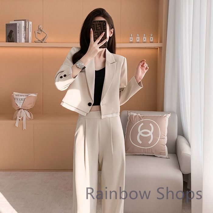 パンツスーツ レディース スーツ セットアップ 上下2点セット 長袖 ショート丈 ロングパンツ ビジネススーツ フォーマル 入学式 卒業式 ビジネス オフィス 通勤 OL 大人 着痩せ 体型 USTAUSTRALIA_COM_AU