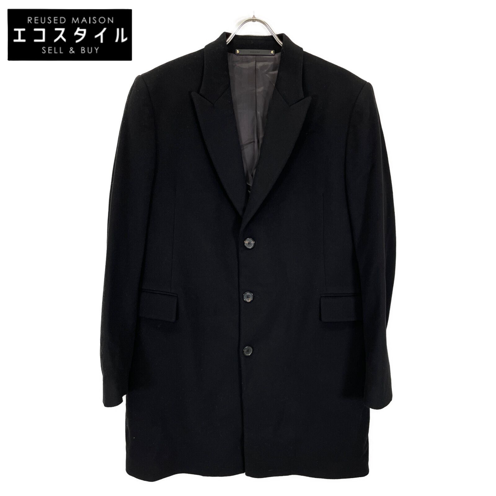 PaulSmith ポールスミス 222P D00110/79 黒 ｶｼﾐﾔ混ｳｰﾙ ﾁｪｽﾀｰｺｰﾄ