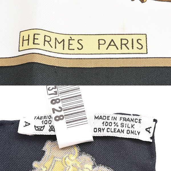 HERMES 大判シルクスカーフ　カレ90 鍵　ブラック×ゴールド 極美品 エルメス スカーフ レディース カレ90 LES CLES THE KEYS RARE