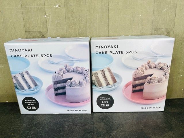 未使用　美濃焼 MINOYAKI CAKE PLATE 5PC ケーキプレート 大皿欠品 4枚入り&times;2箱セット 計8枚 直径19cm 高さ2.2cm/510710在★2