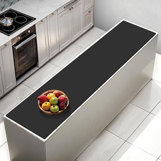 Aechy調理台保護マット特大シリコンマット200x50cmキッチンカウンターマット厚さ2mmカット 耐熱250°C滑り止め傷防止防汚防水吸音丸めて収納ブラック
