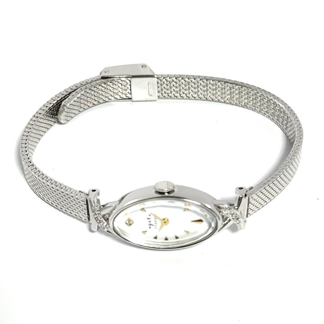 ageteアガット オーバルフェイス WG ジュエリーウォッチ【美品】 定価約19万】アガット 時計 オーバルフェイス ジュエリー ウォッチ K10