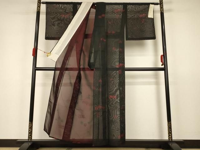 平和屋着物＊夏物 小紋 紗 薔薇 正絹 逸品 AAAZ0438jd