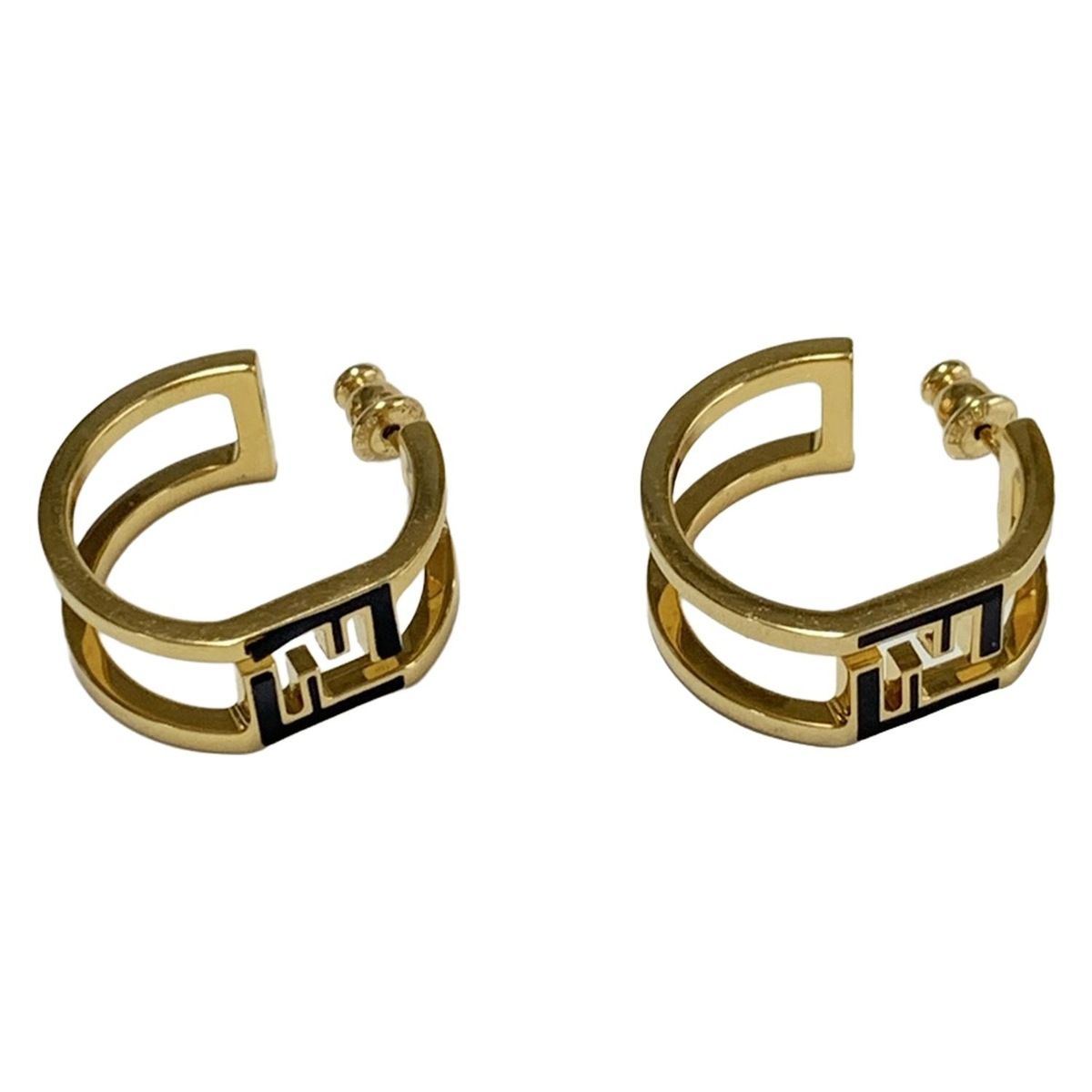 FENDI フェンディ ピアス - ゴールド×黒 FF