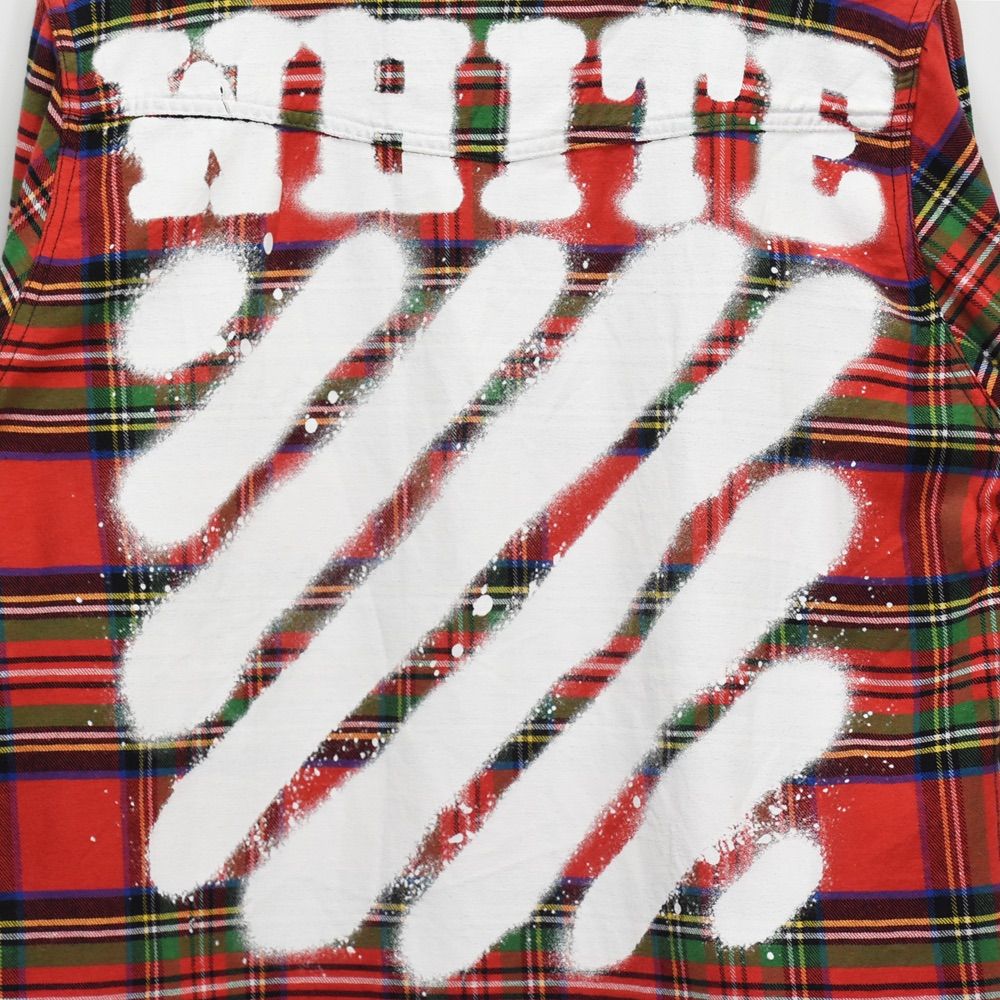 トップス Off-White 17ss リネンチェックシャツ オフホワイト