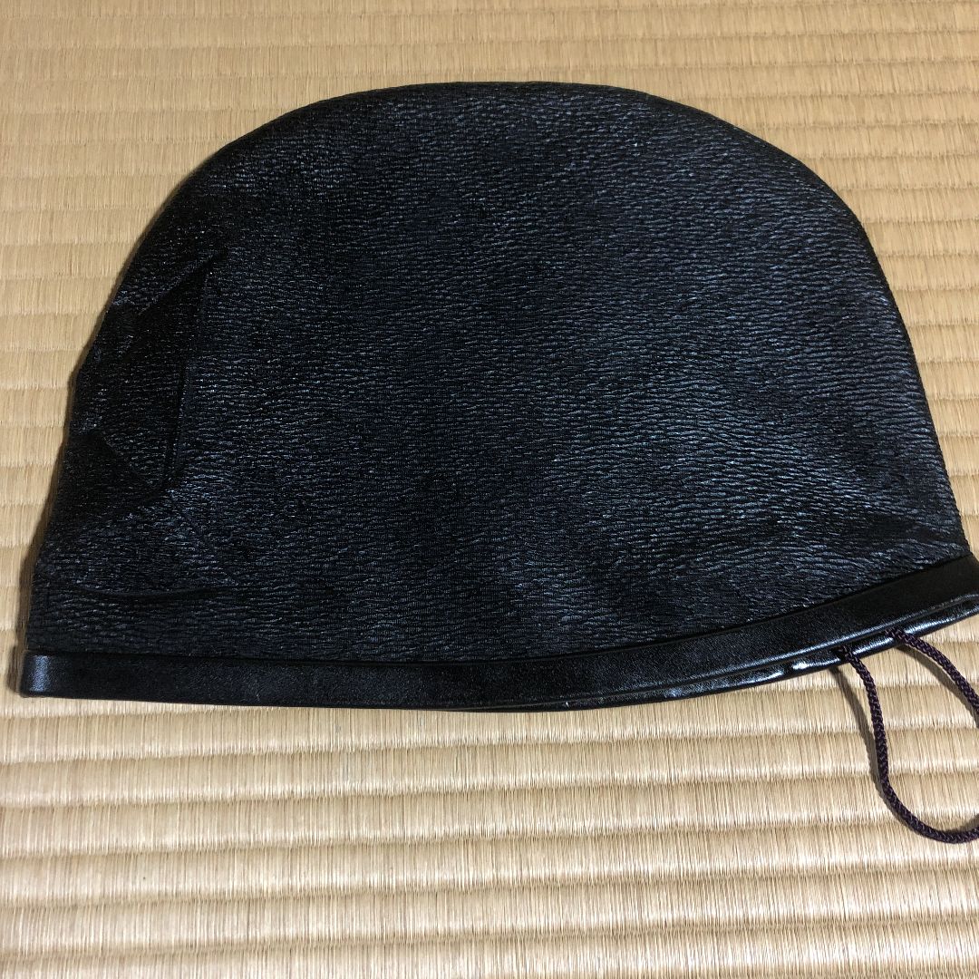 立烏帽子 黒ツヤ消 本皮縁 標準 未使用 紙箱付 神職 装束 懐中烏帽子