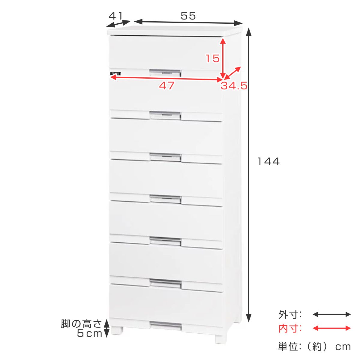 チェスト フィッツプラス プレミアム 7段 幅55×奥行41×高さ144cm 