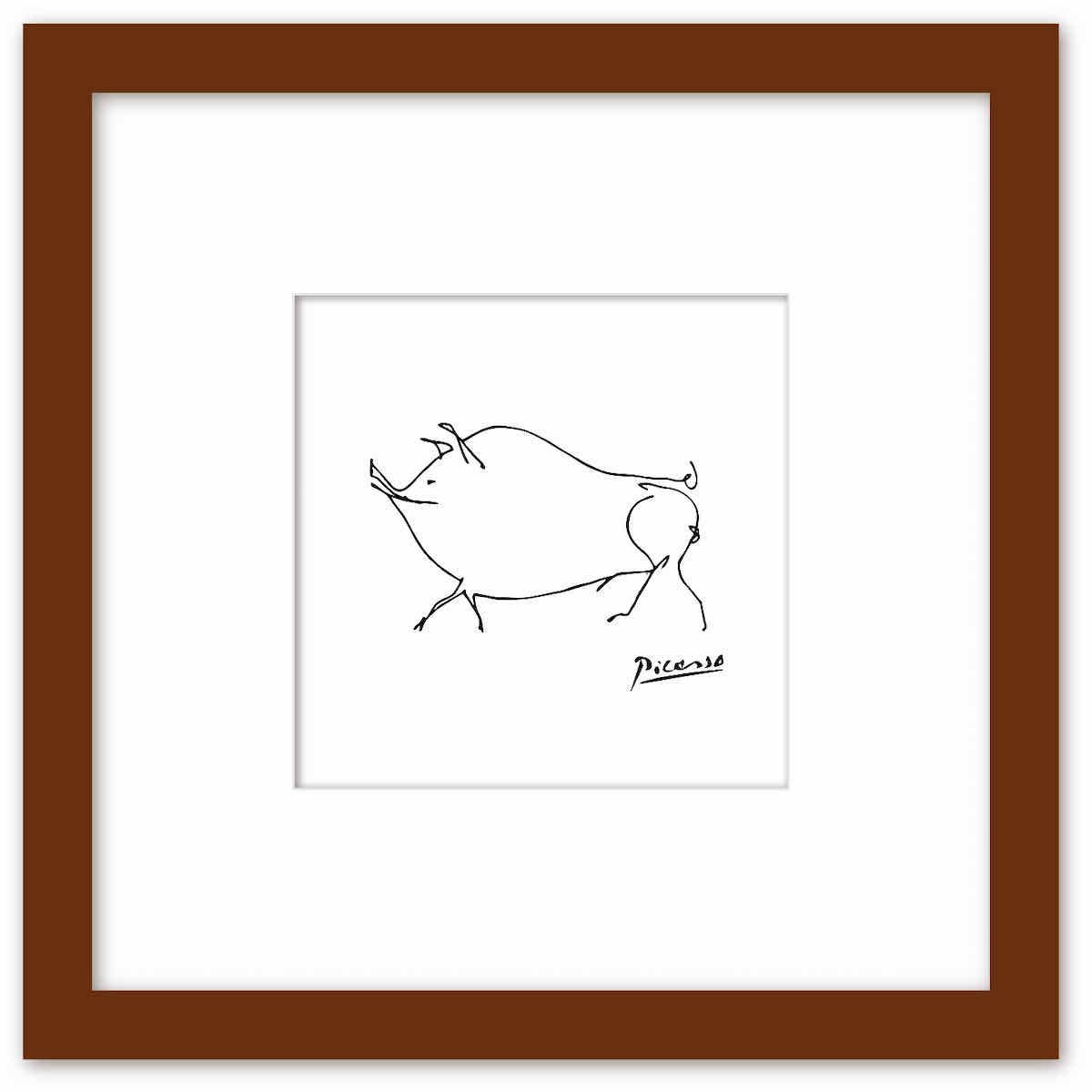 豚 名画 ラインアート パブロ・ピカソ 署名入り プティ・コション(子ぶた