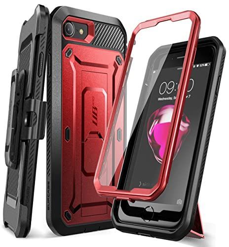 レッド SUPCASE iPhone SE3第3世代 2022 SE第2世代 iPhone8 iPhone7 ケース 対応 2020 新しいカバー 液晶保護フィルム と腰かけクリップ付き 米国軍事規格取得 耐衝撃 防塵 二重保護 UBProシリーズ レッド