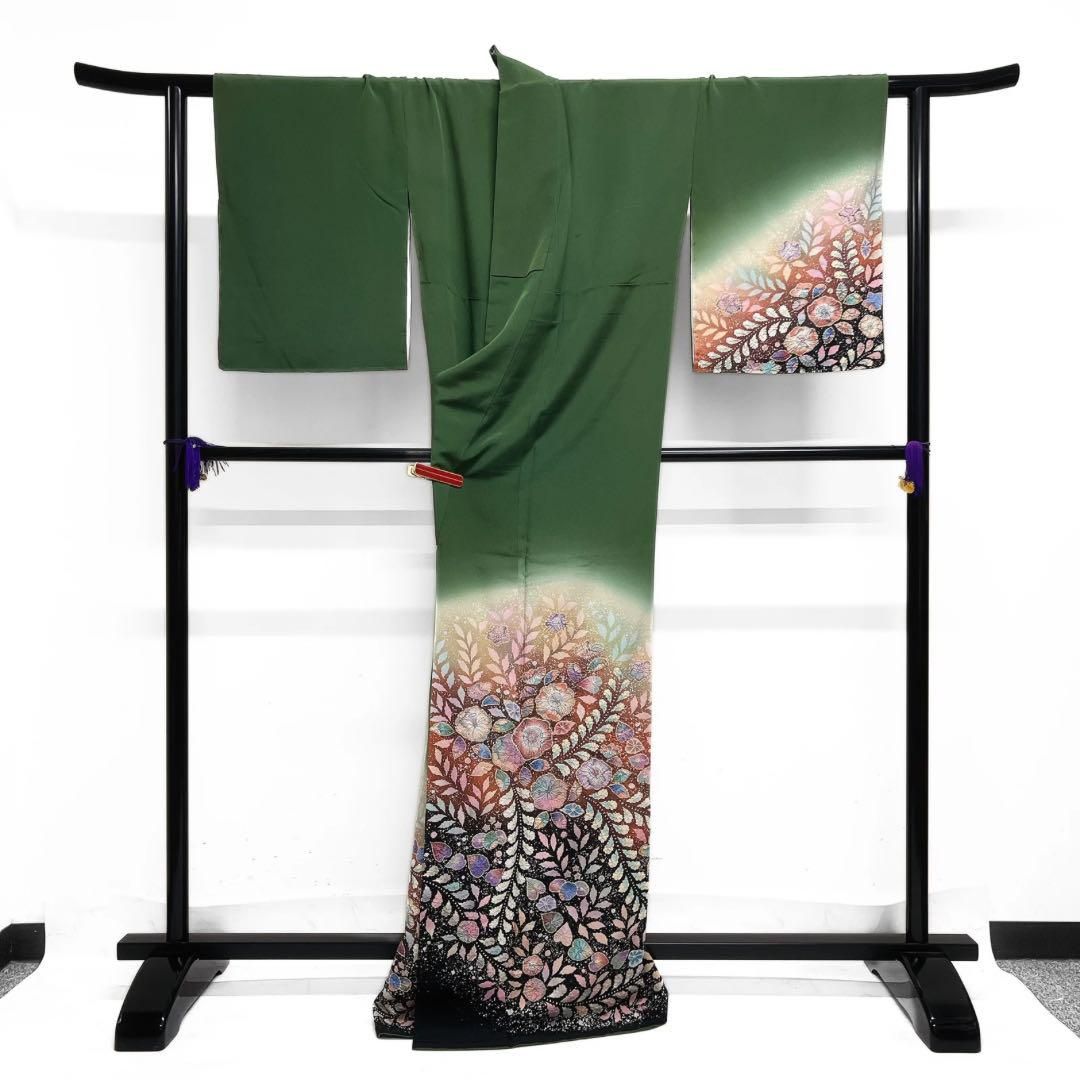 桐屋　作家もの　訪問着　絞り　辻ヶ花　ヱ霞　藤　リーフ　着物　045a d 楽天市場】【中古】 訪問着 リサイクル 着物 正絹 袷 作家物