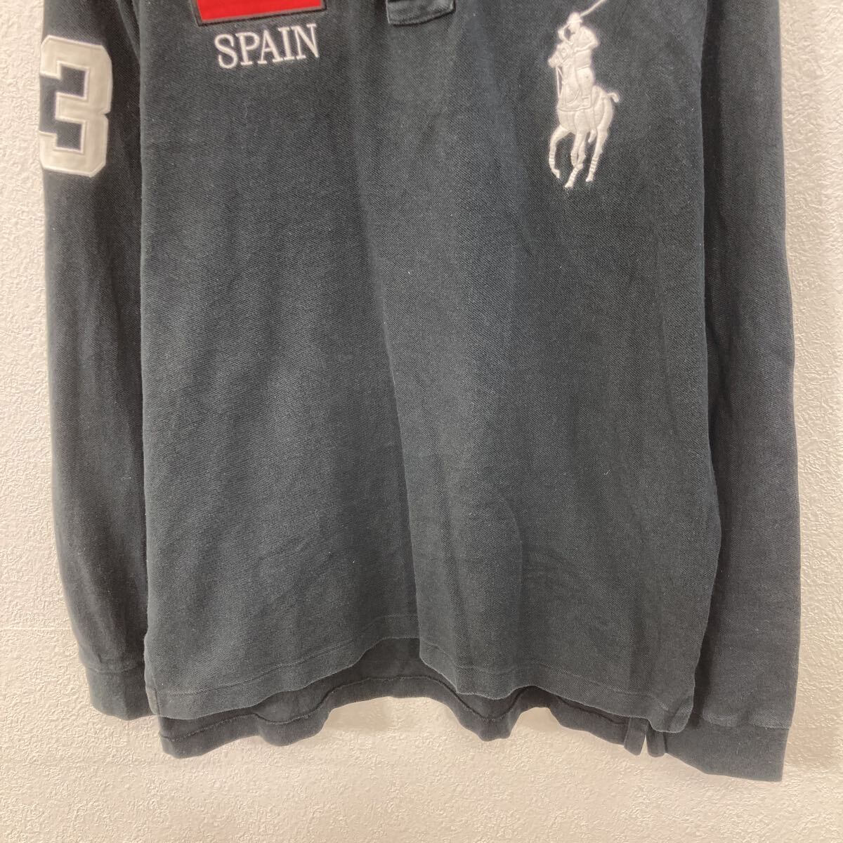 【新品、未使用】POLO RALPH LAUREN ブラック ポロシャツ L コットン メッシュ ロングスリーブ ポロシャツ
